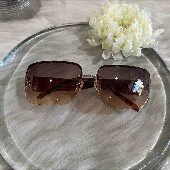 NEW Fantas-Eyes Y2K Rimless Square Oversized Tortoise Gradient Sunglasses NWOT - Picture 6 of 16